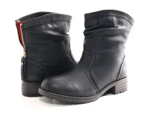 Damen Schlupf Stiefeletten Biker Boots Outdoor Winterboots warm gefüttert Black # 032