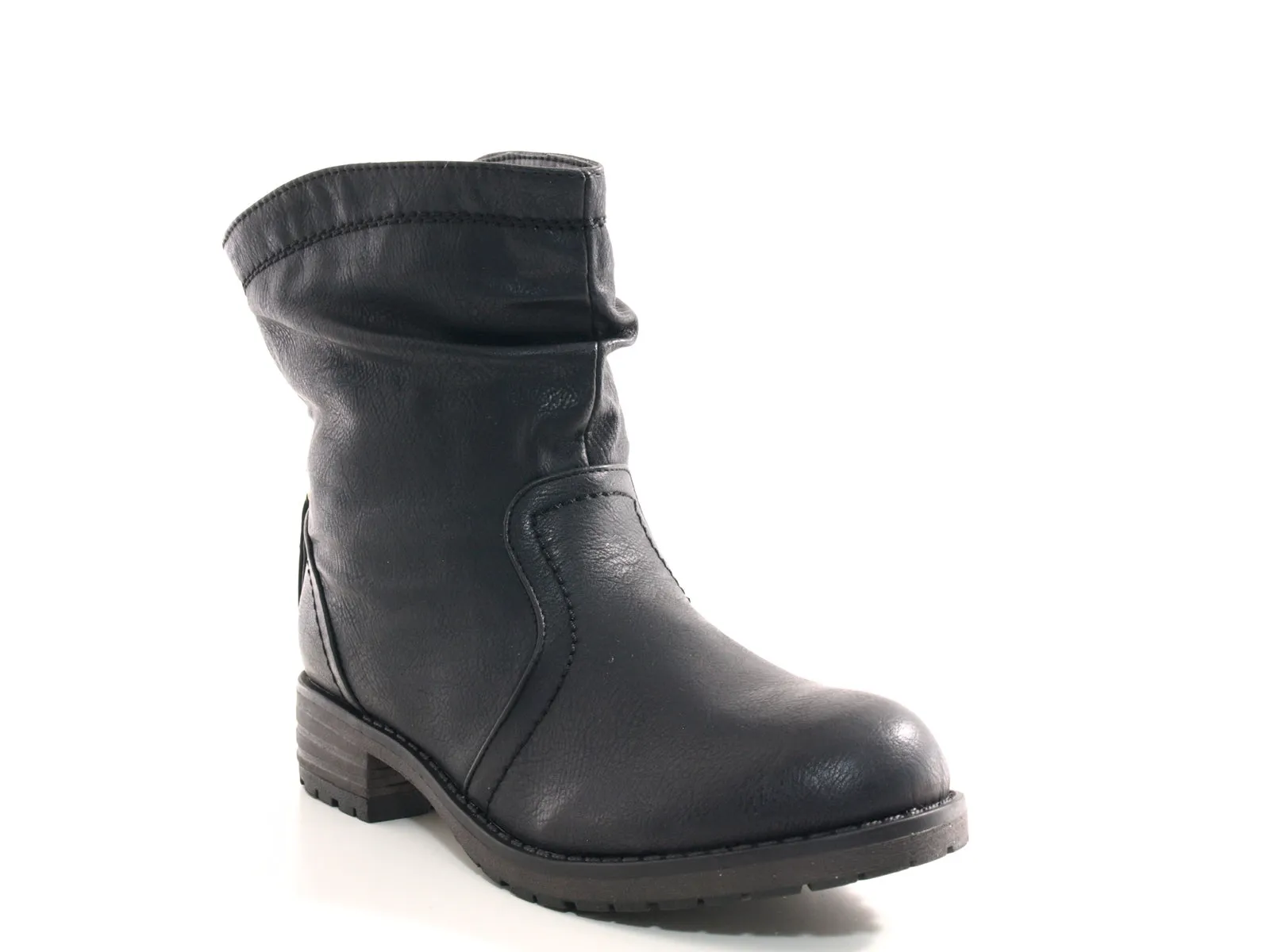 Damen Schlupf Stiefeletten Biker Boots Outdoor Winterboots warm gefüttert Black # 032