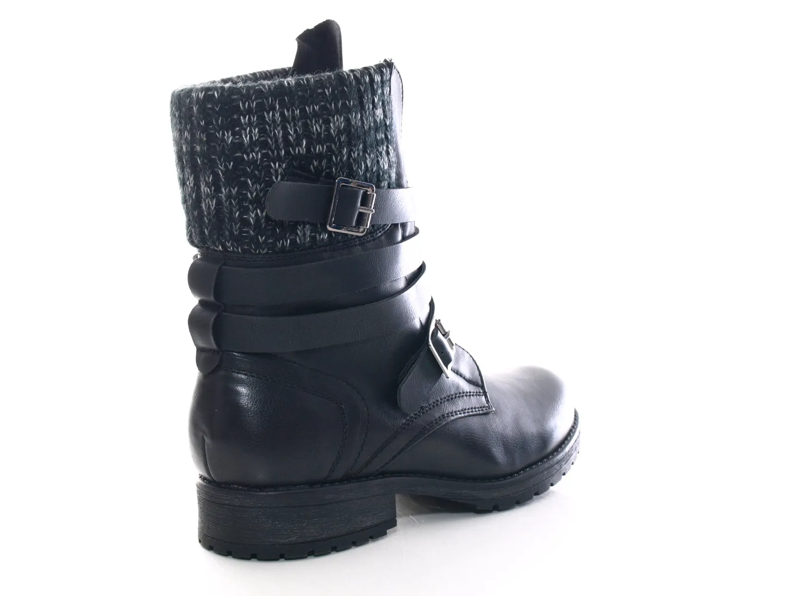 Damen Stiefeletten Biker Boots Outdoor Winterboots Black # 3086