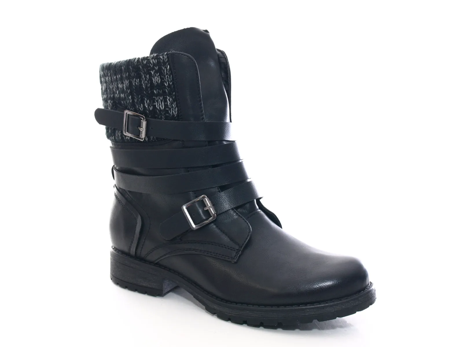 Damen Stiefeletten Biker Boots Outdoor Winterboots Black # 3086