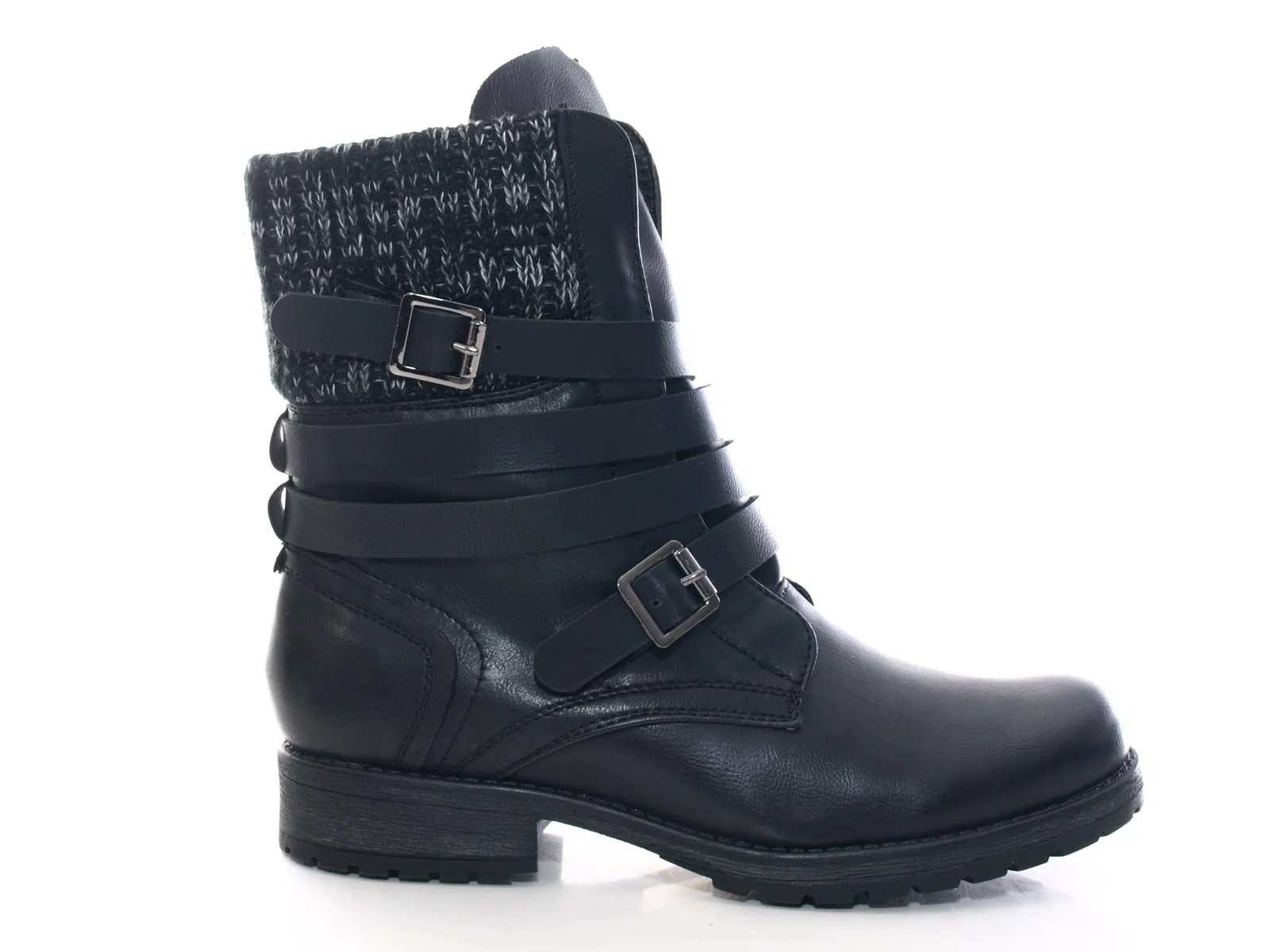 Damen Stiefeletten Biker Boots Outdoor Winterboots Black # 3086