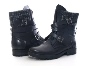 Damen Stiefeletten Biker Boots Outdoor Winterboots Black # 3086