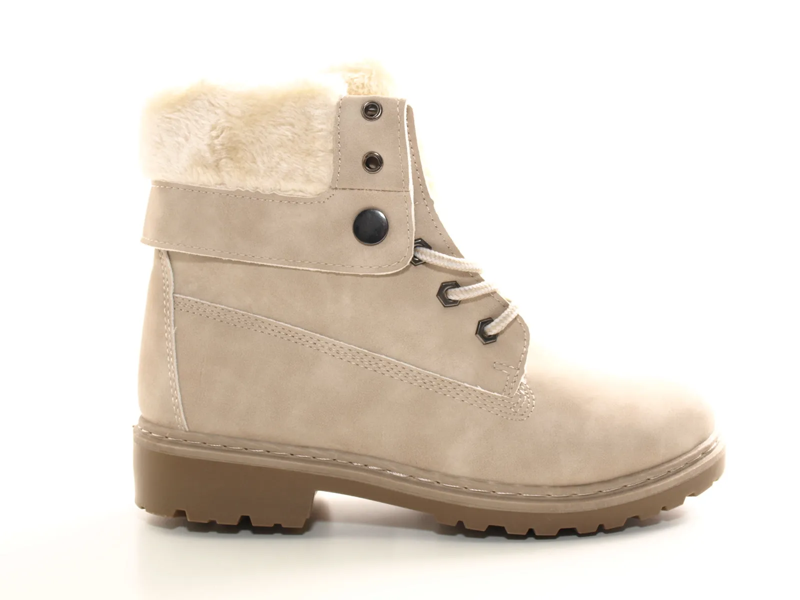 Damen Stiefeletten Biker Boots Outdoor Winterboots warm gefüttert Beige # 9120