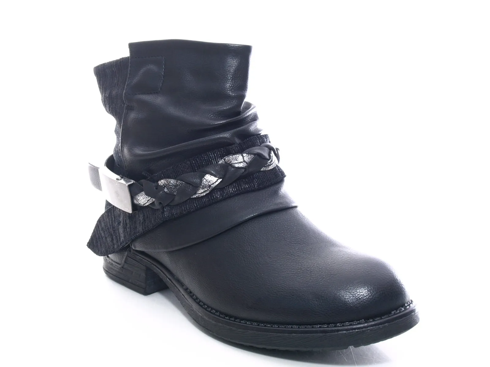 Damen Stiefeletten Biker Boots Outdoor Winterboots warm gefüttert Black # 210