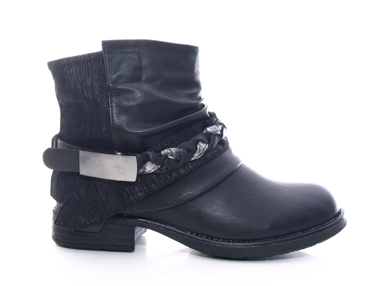 Damen Stiefeletten Biker Boots Outdoor Winterboots warm gefüttert Black # 210