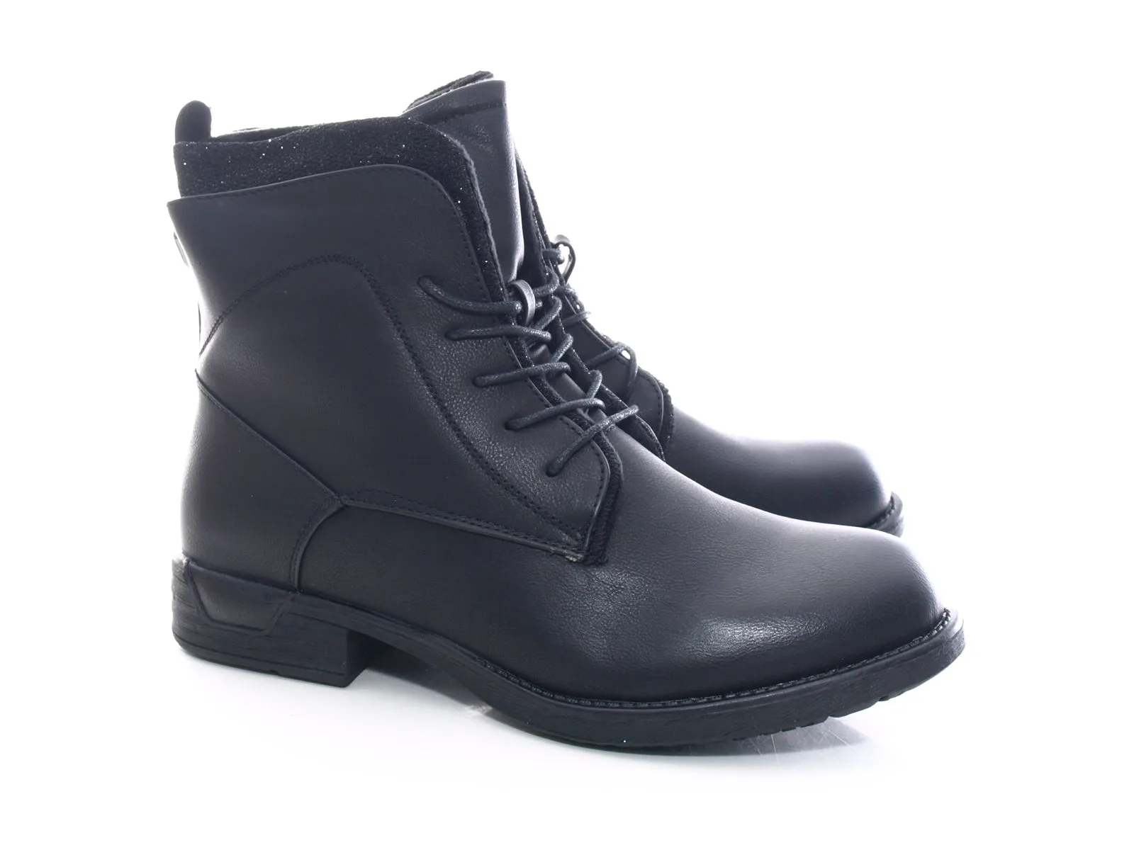 Damen Stiefeletten Biker Boots Outdoor Winterboots warm gefüttert Black # 3119