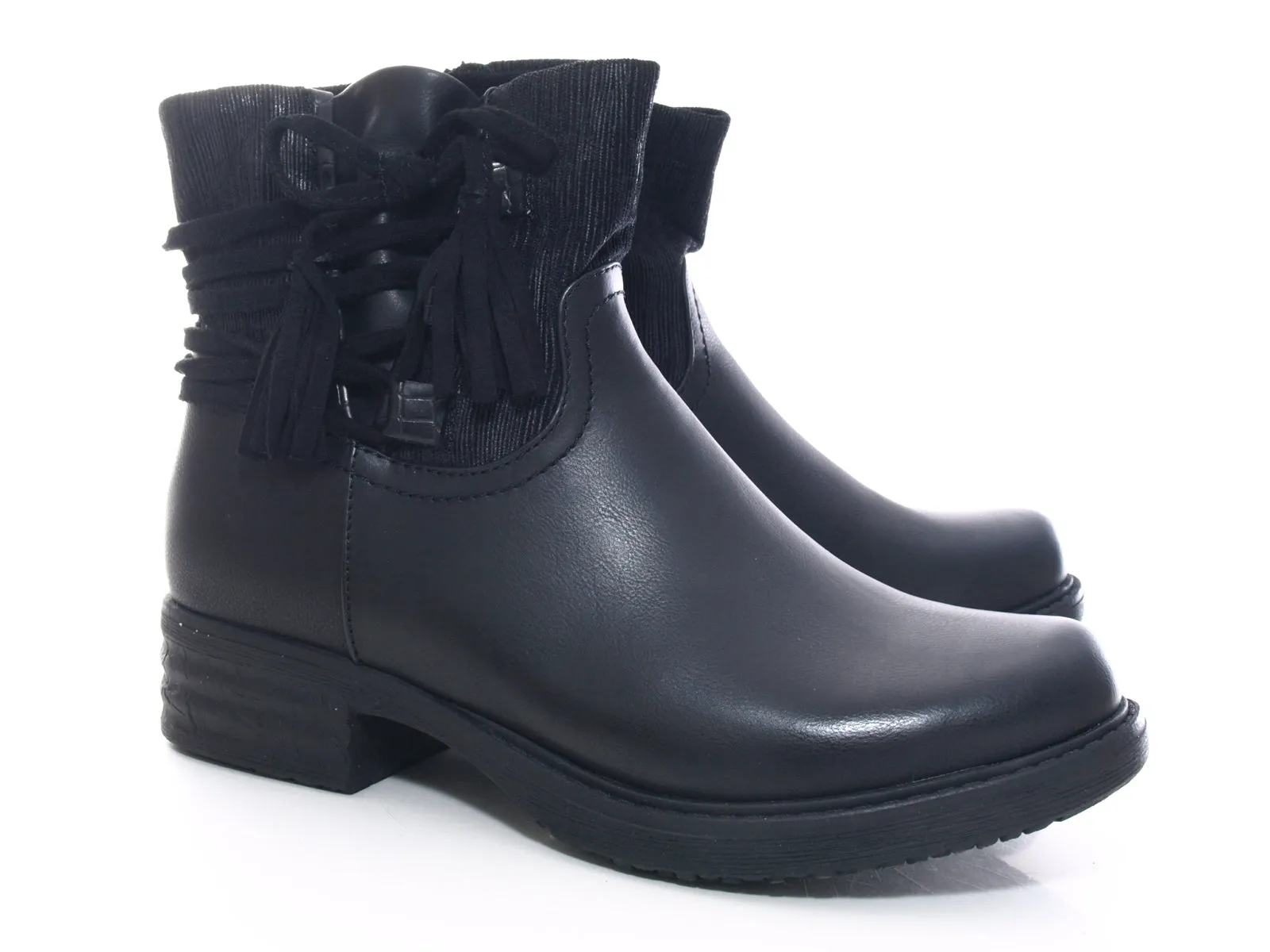 Damen Stiefeletten Biker Boots Outdoor Winterboots warm gefüttert Black # 3136