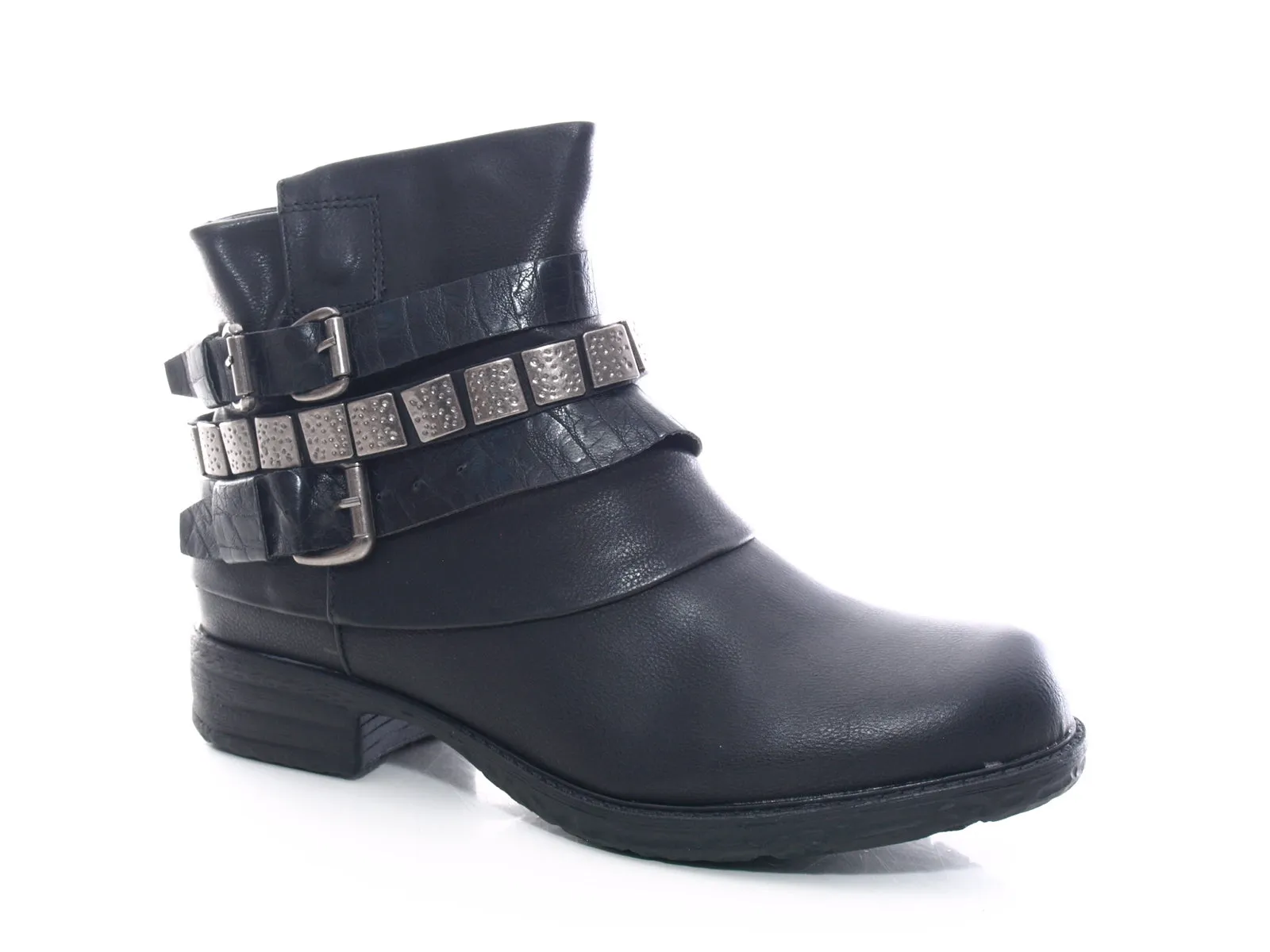 Damen Stiefeletten Biker Boots Outdoor Winterboots warm gefüttert Black # 600