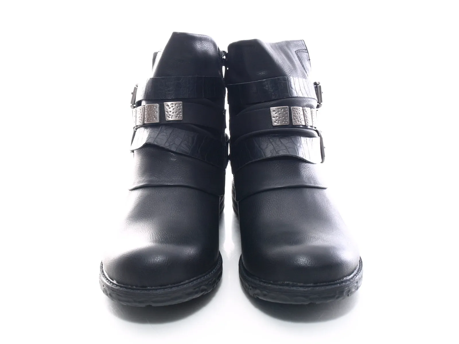 Damen Stiefeletten Biker Boots Outdoor Winterboots warm gefüttert Black # 600