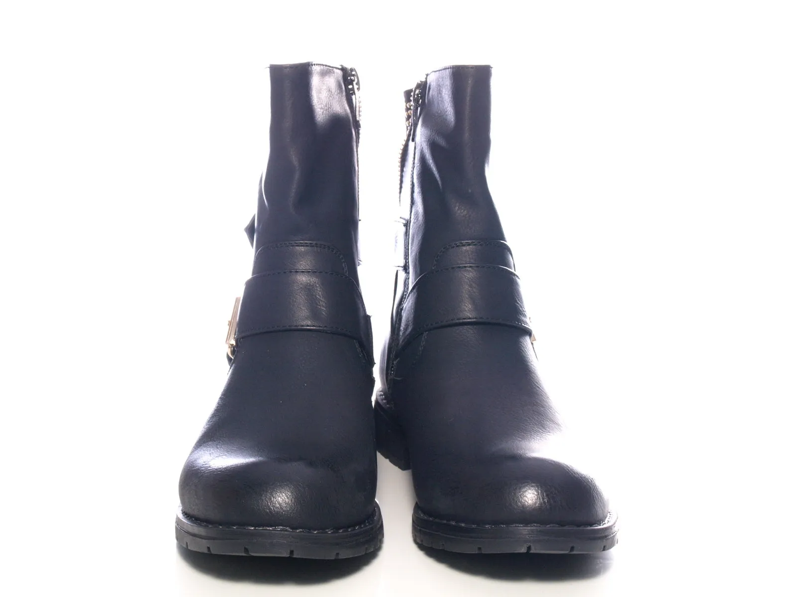 Damen Stiefeletten Biker Boots Outdoor Winterboots warm gefüttert Black # 634