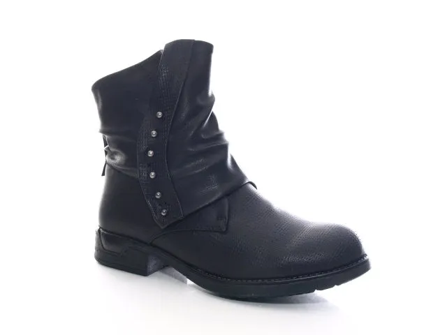 Damen Stiefeletten Biker Boots Outdoor Winterboots warm gefüttert Black # 936