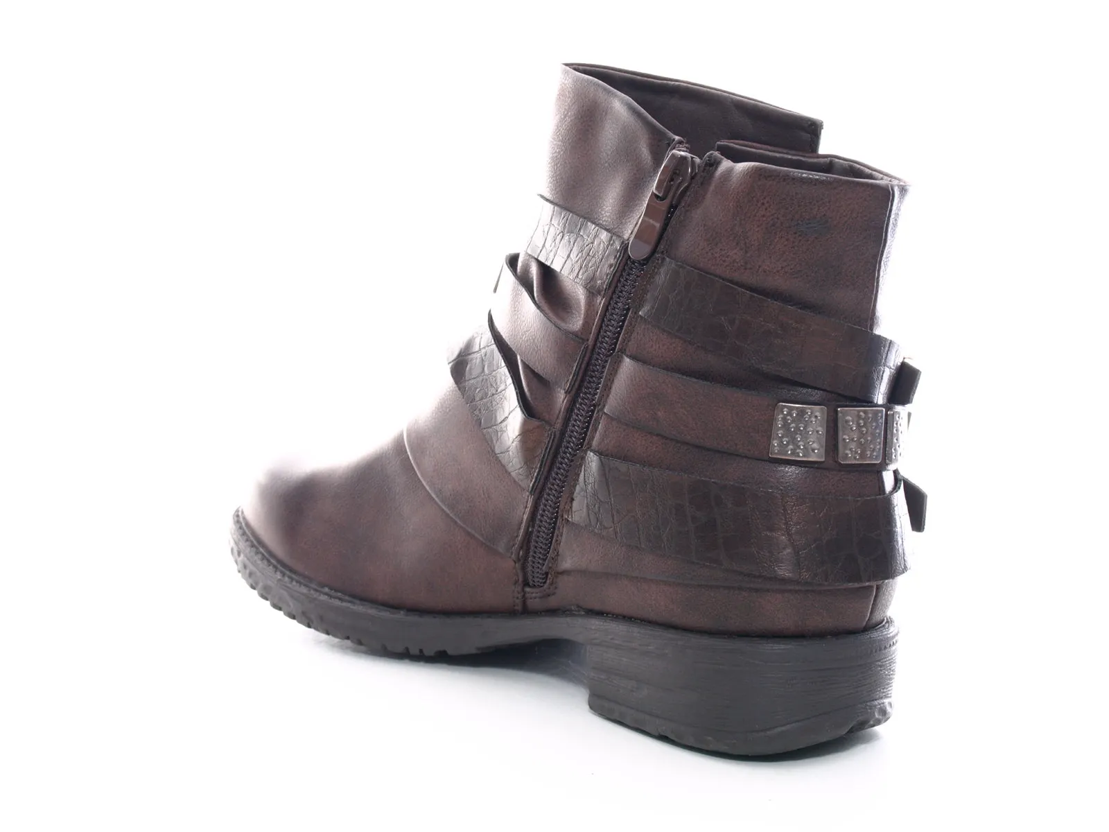 Damen Stiefeletten Biker Boots Outdoor Winterboots warm gefüttert Brown # 600