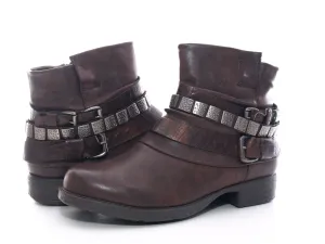 Damen Stiefeletten Biker Boots Outdoor Winterboots warm gefüttert Brown # 600