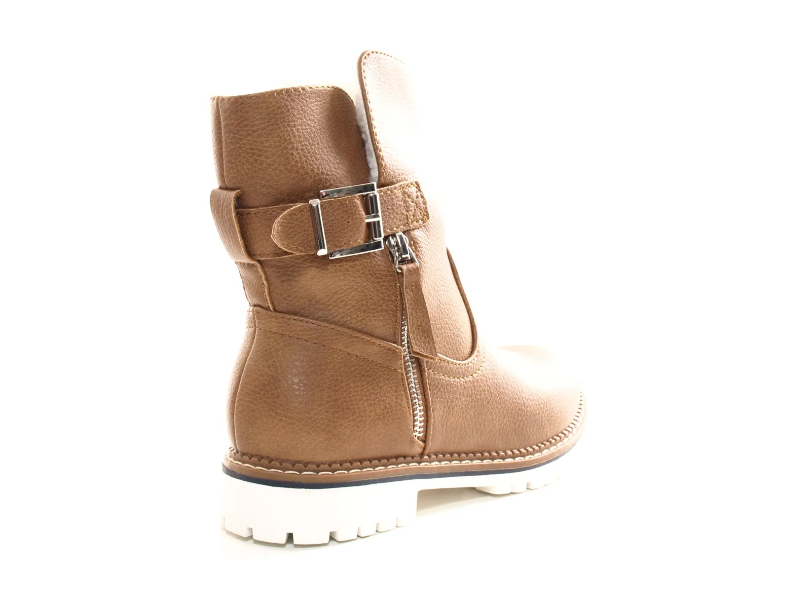 Damen Stiefeletten Biker Boots Outdoor Winterboots warm gefüttert Camel # 546