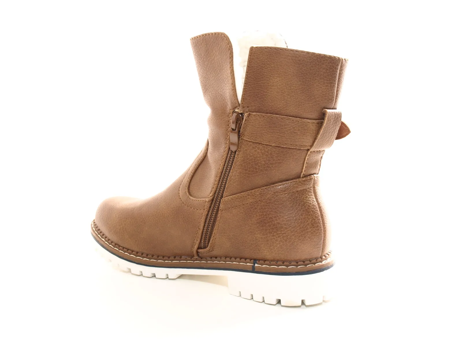 Damen Stiefeletten Biker Boots Outdoor Winterboots warm gefüttert Camel # 546