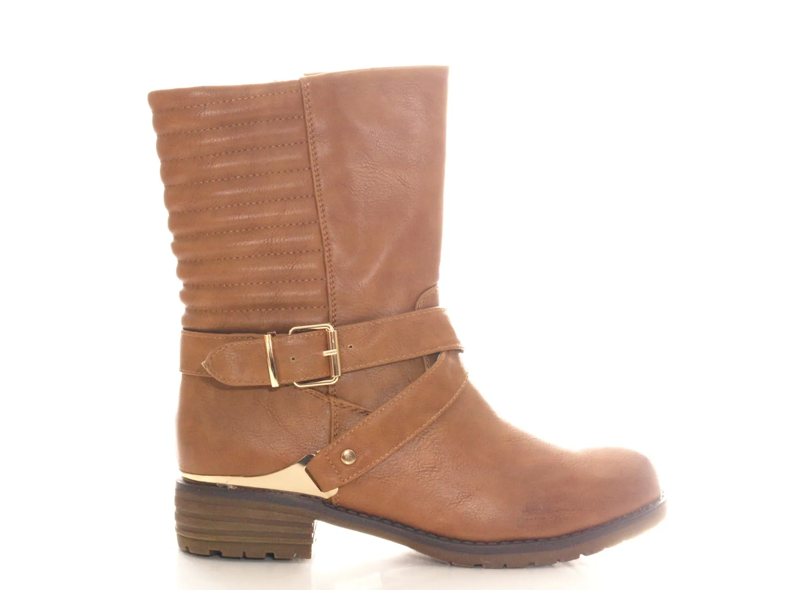 Damen Stiefeletten Biker Boots Outdoor Winterboots warm gefüttert Camel # 592