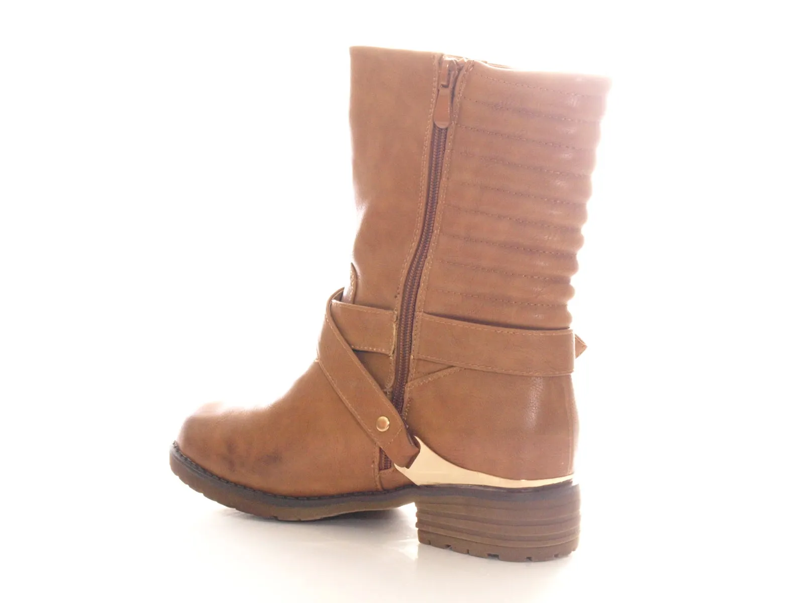 Damen Stiefeletten Biker Boots Outdoor Winterboots warm gefüttert Camel # 592