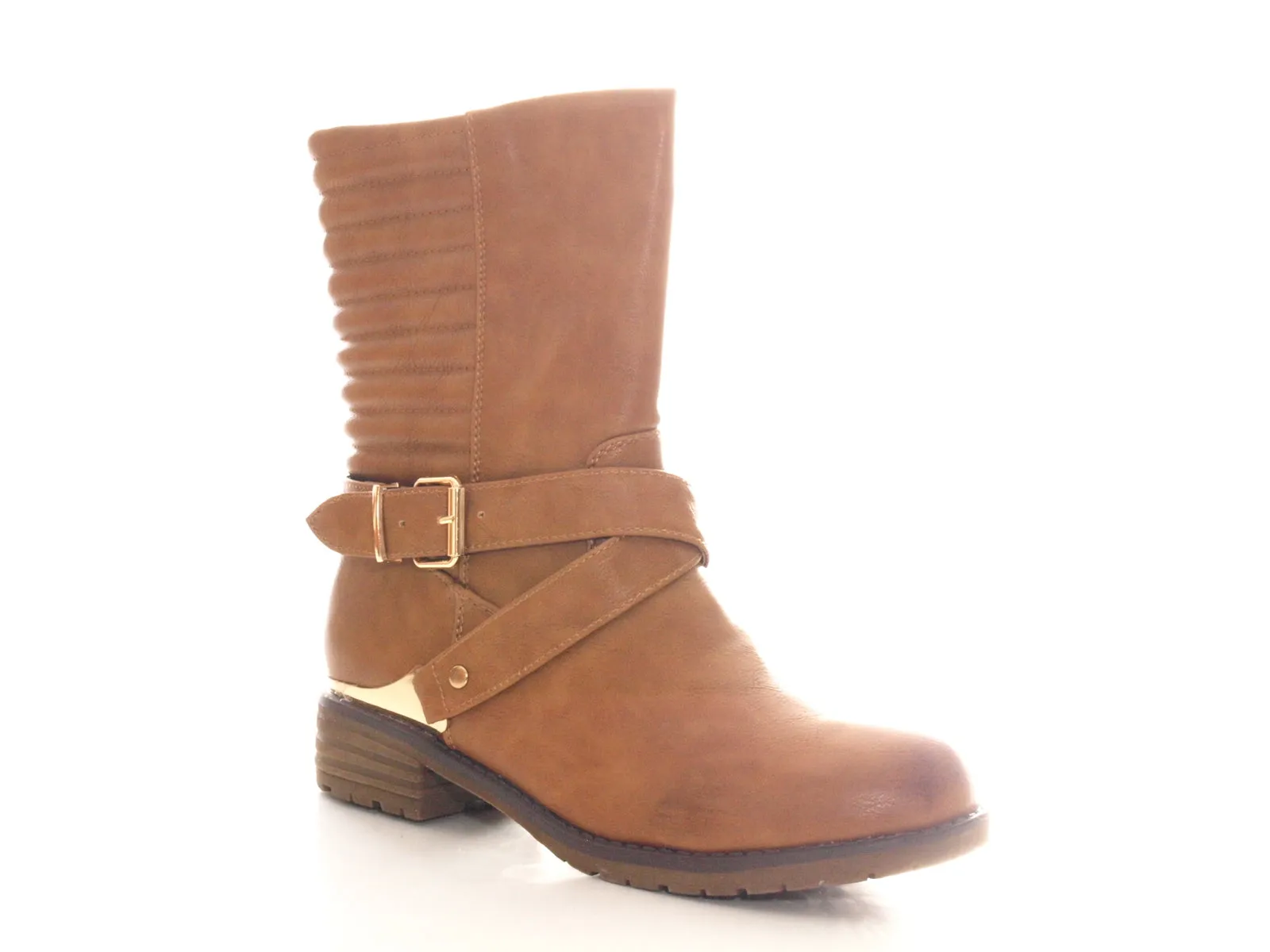 Damen Stiefeletten Biker Boots Outdoor Winterboots warm gefüttert Camel # 592