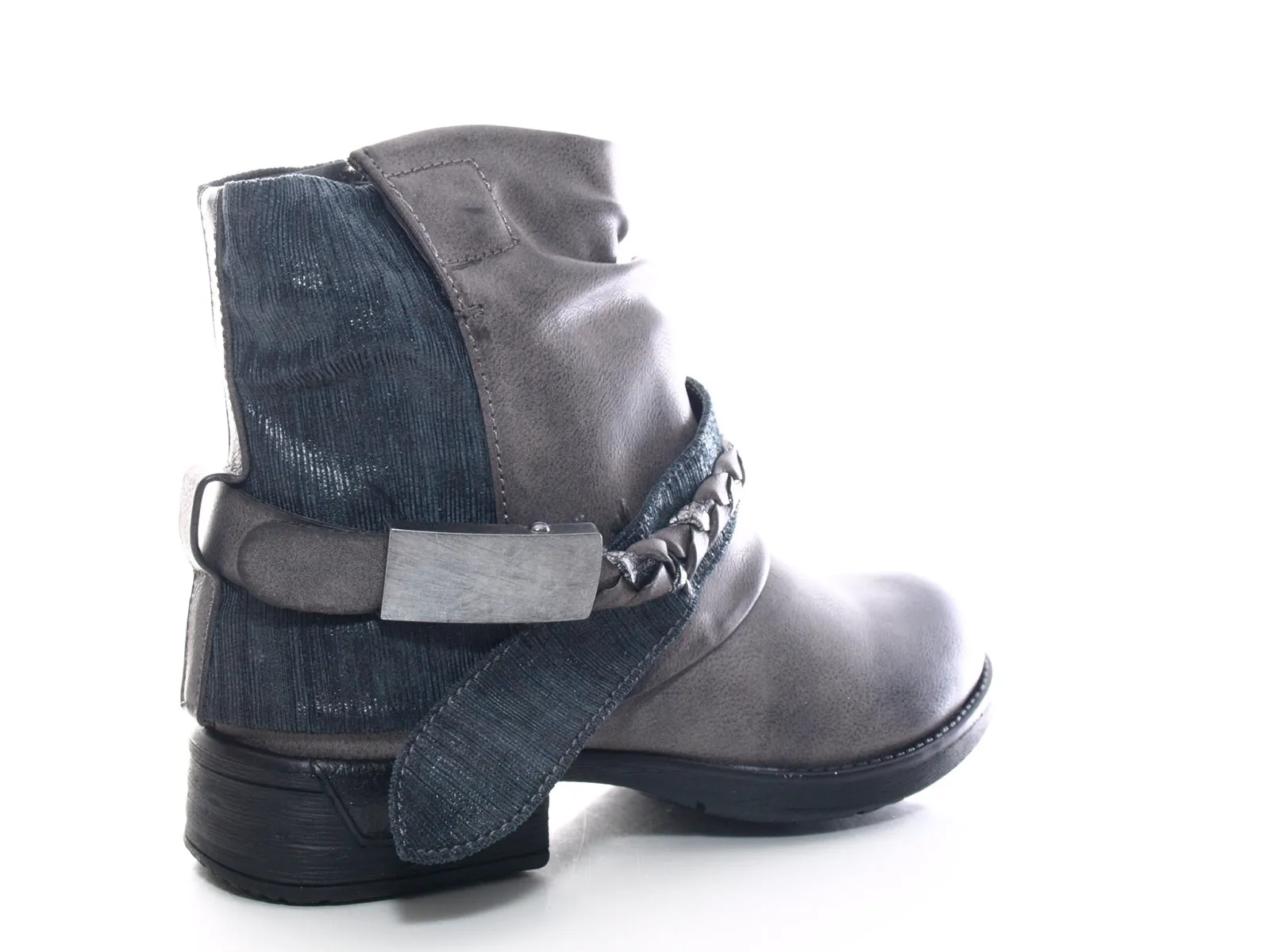 Damen Stiefeletten Biker Boots Outdoor Winterboots warm gefüttert Grey # 210