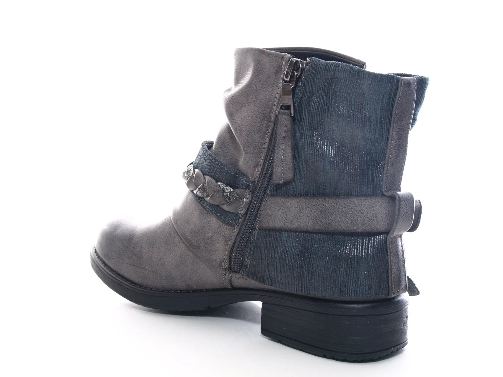 Damen Stiefeletten Biker Boots Outdoor Winterboots warm gefüttert Grey # 210