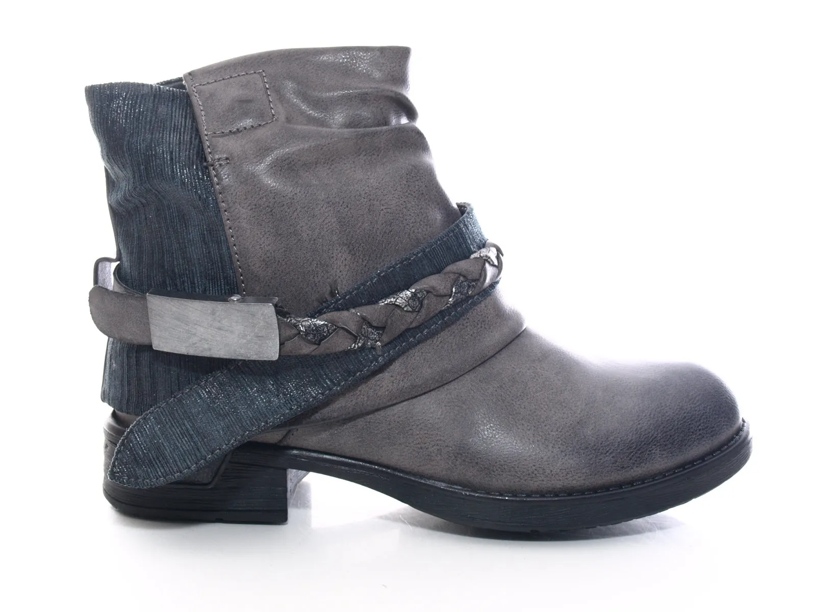 Damen Stiefeletten Biker Boots Outdoor Winterboots warm gefüttert Grey # 210