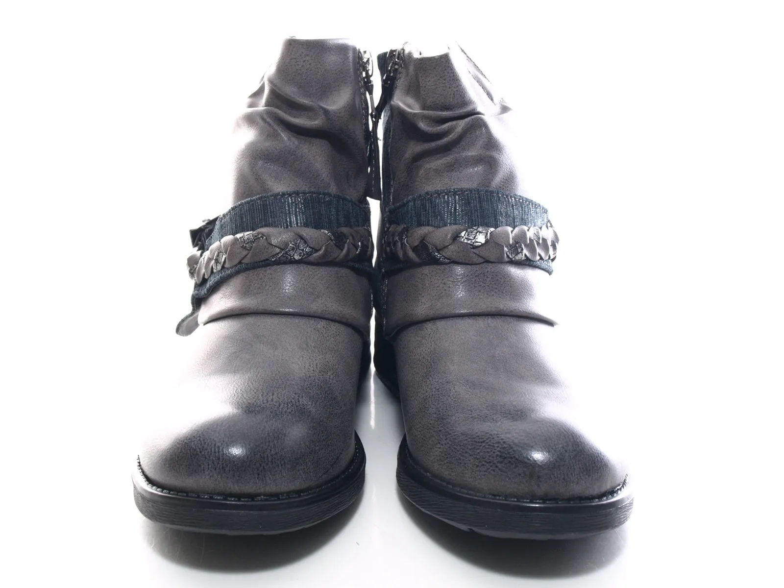 Damen Stiefeletten Biker Boots Outdoor Winterboots warm gefüttert Grey # 210