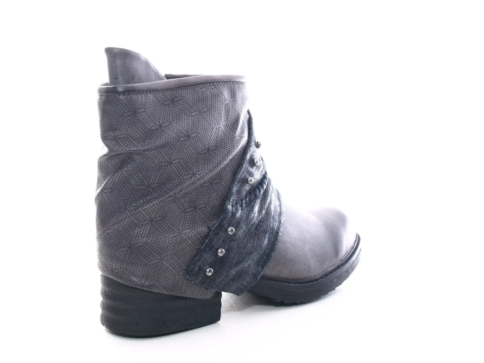 Damen Stiefeletten Biker Boots Outdoor Winterboots warm gefüttert Grey # 3127