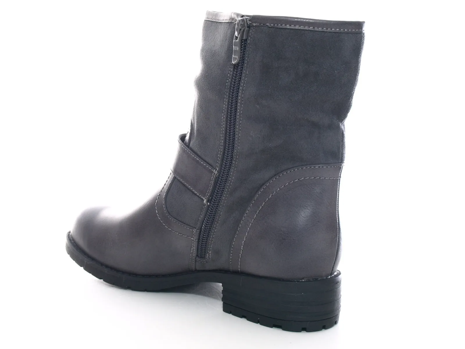 Damen Stiefeletten Biker Boots Outdoor Winterboots warm gefüttert Grey # 520