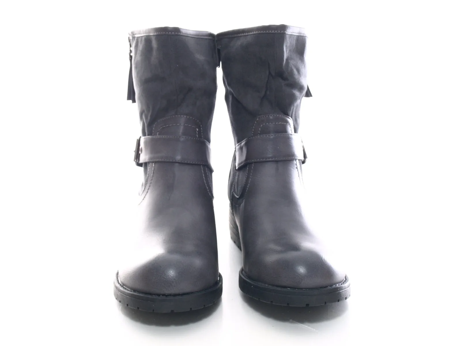 Damen Stiefeletten Biker Boots Outdoor Winterboots warm gefüttert Grey # 520