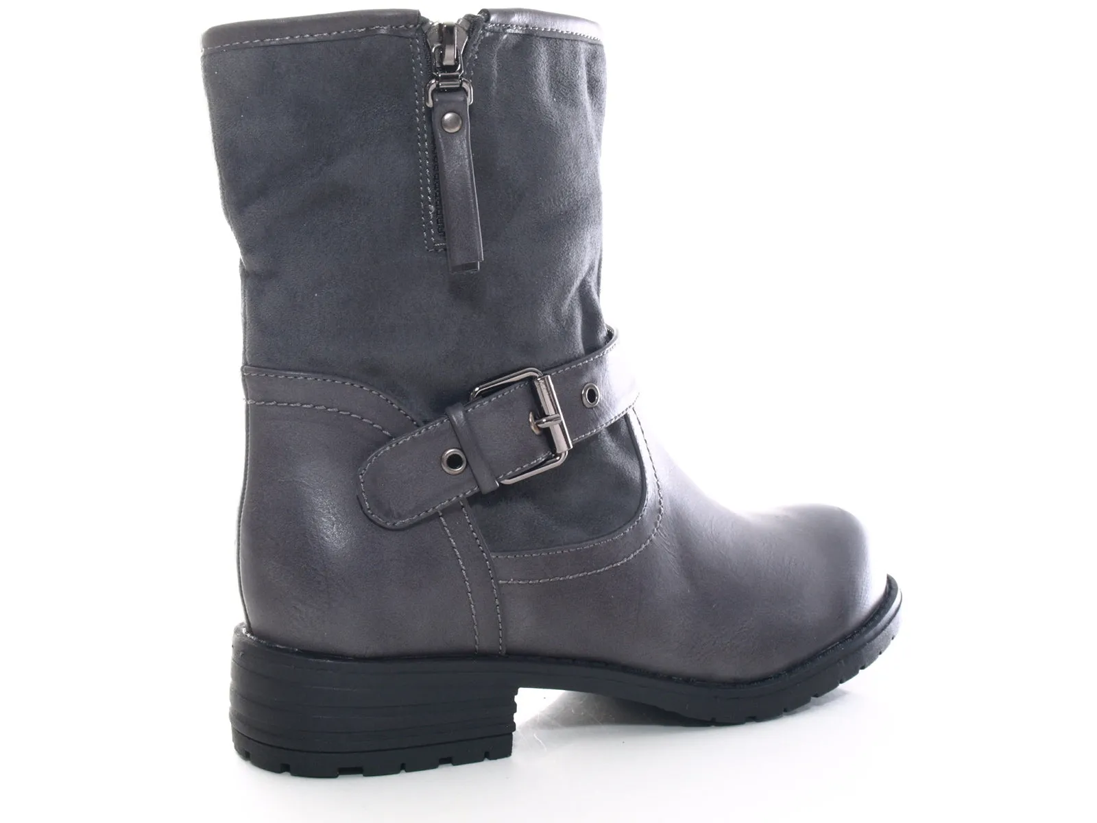 Damen Stiefeletten Biker Boots Outdoor Winterboots warm gefüttert Grey # 520