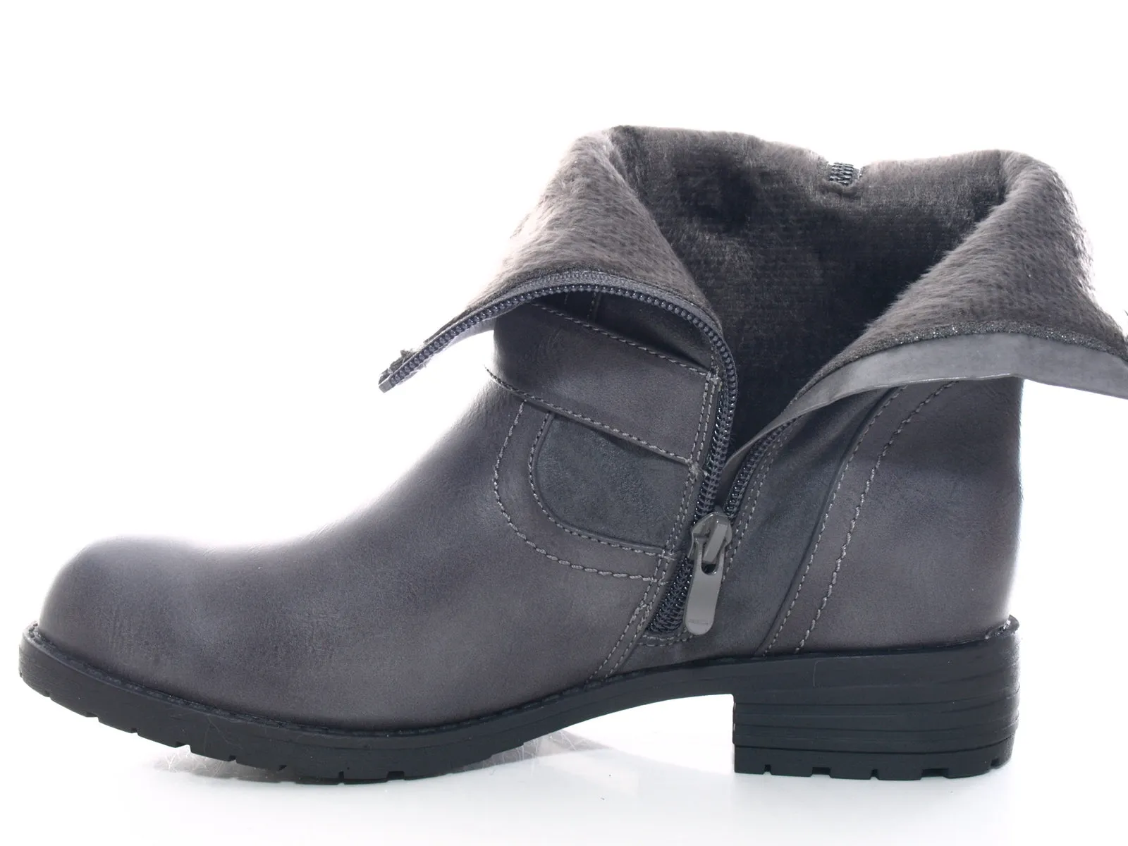 Damen Stiefeletten Biker Boots Outdoor Winterboots warm gefüttert Grey # 520