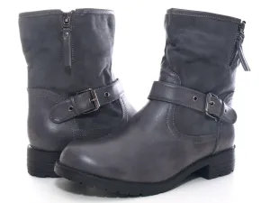 Damen Stiefeletten Biker Boots Outdoor Winterboots warm gefüttert Grey # 520