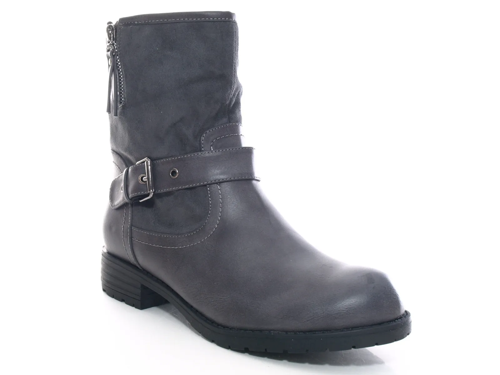 Damen Stiefeletten Biker Boots Outdoor Winterboots warm gefüttert Grey # 520