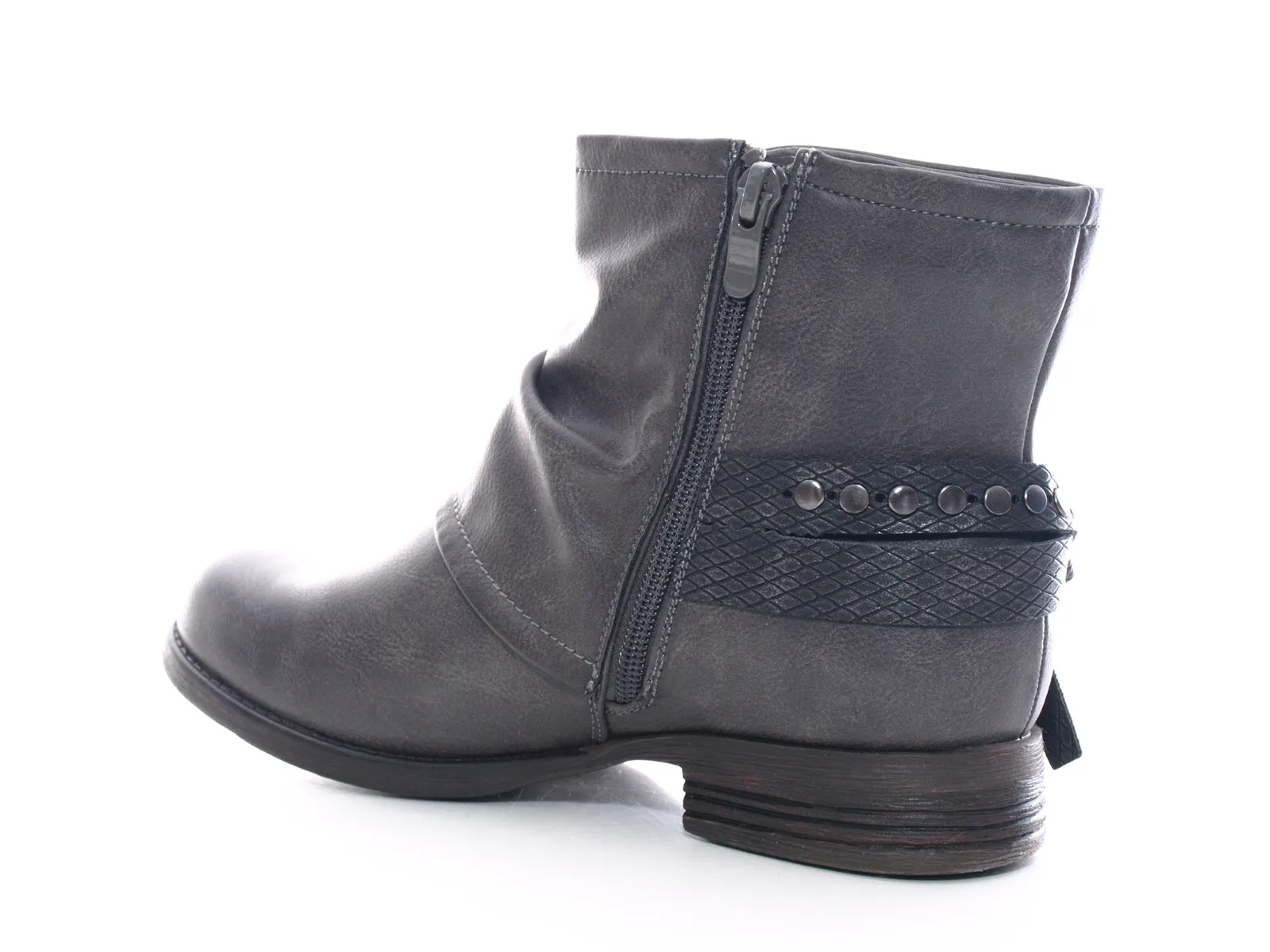 Damen Stiefeletten Biker Boots Outdoor Winterboots warm gefüttert Grey # 824