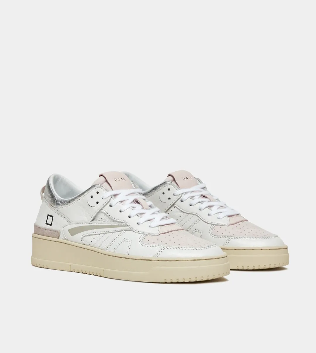 D.A.T.E. SNEAKERS DONNA TORNEO SHINY WHITE-PINK