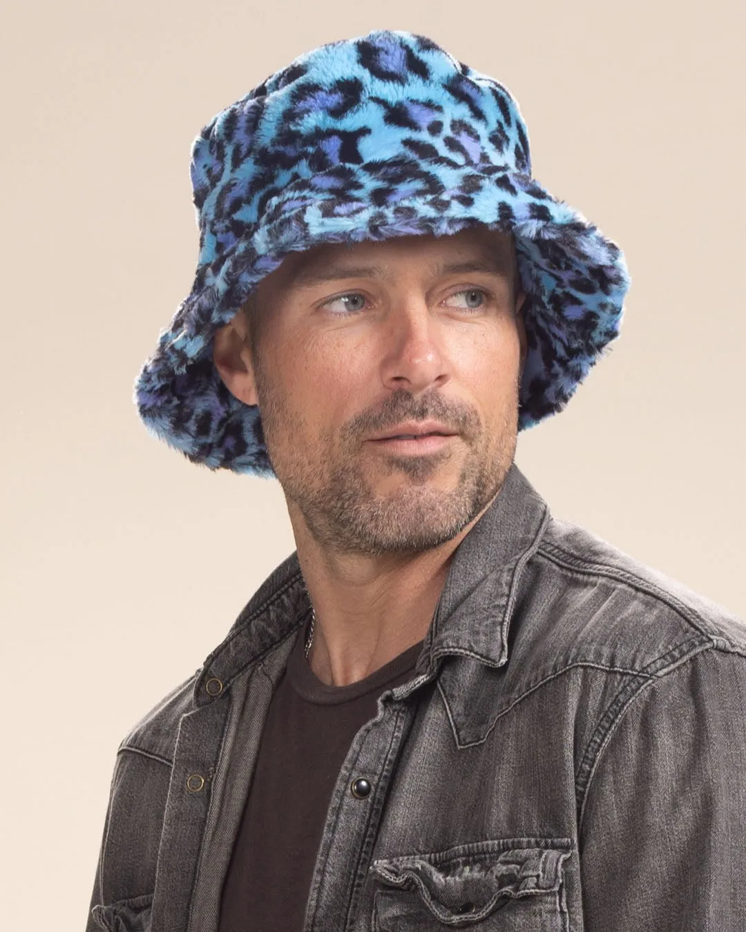 Electric Blue Lynx Collector Edition Faux Fur Bucket Hat | Men's