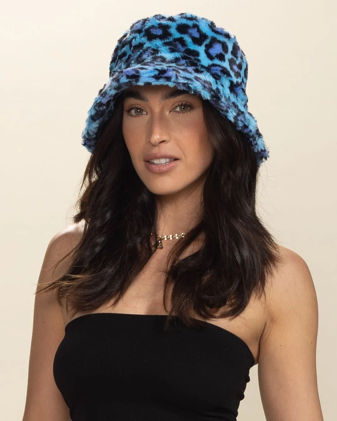 Electric Blue Lynx Collector Edition Faux Fur Bucket Hat | Women's