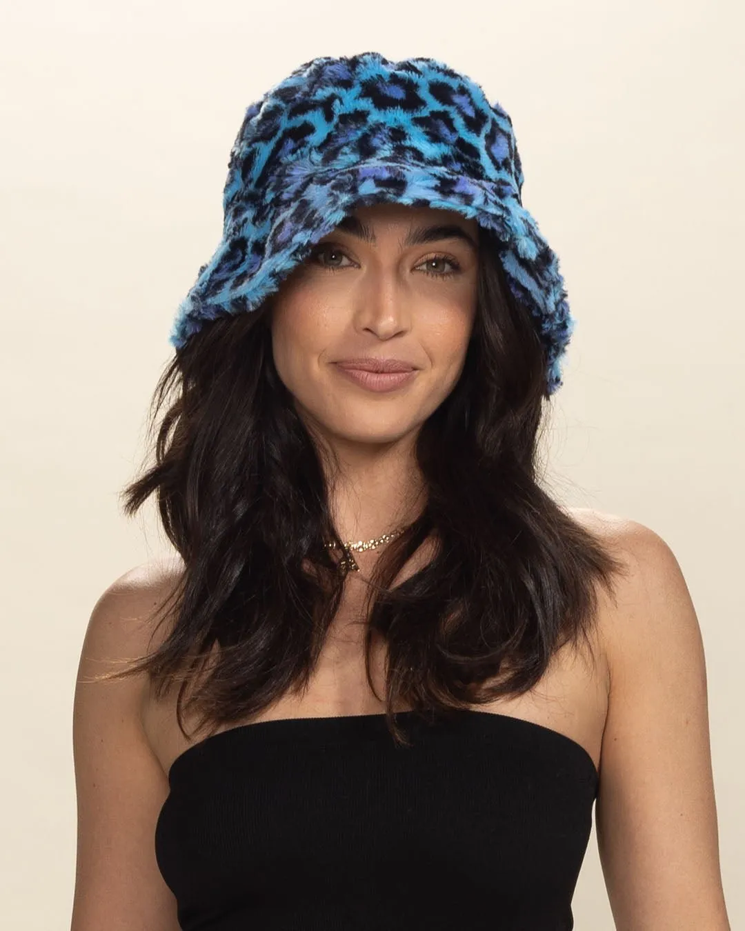 Electric Blue Lynx Collector Edition Faux Fur Bucket Hat | Women's