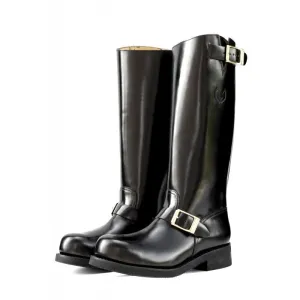 Embossy Leather Biker Boots