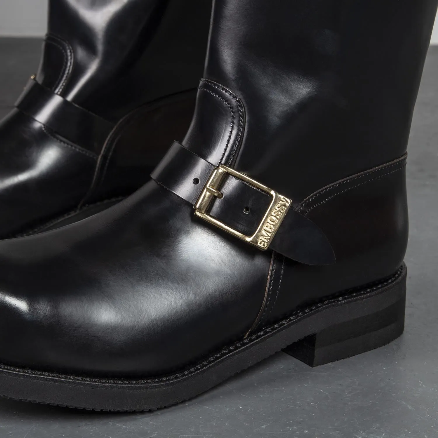 Embossy Leather Biker Boots