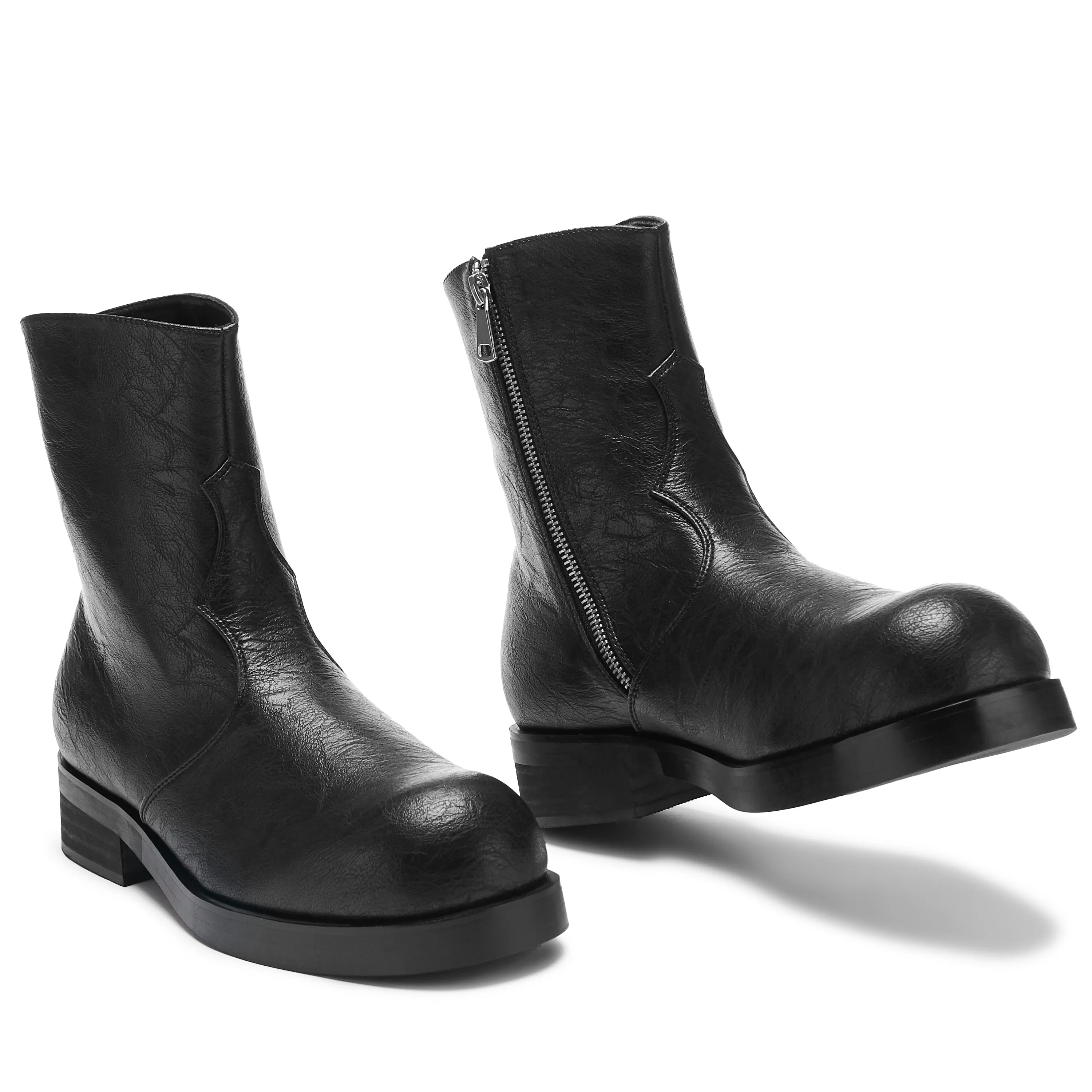 Fateless Men's Stacked Biker Boots - Vintage Black