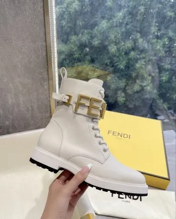 FD Fenigraphy Biker Boots White For Women 8T8355AKY6F1IEM