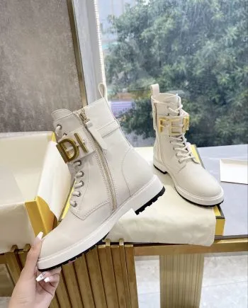 FD Fenigraphy Biker Boots White For Women 8T8355AKY6F1IEM