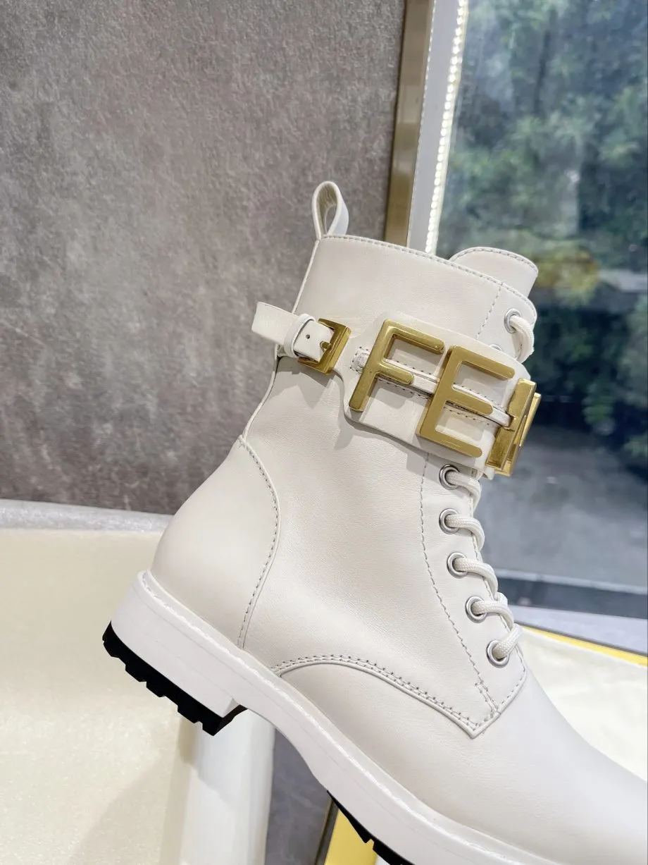 FD Fenigraphy Biker Boots White For Women 8T8355AKY6F1IEM