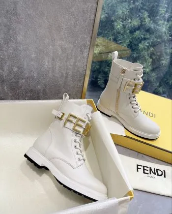 FD Fenigraphy Biker Boots White For Women 8T8355AKY6F1IEM