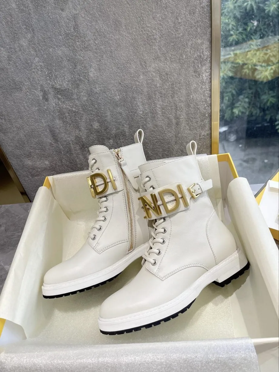 FD Fenigraphy Biker Boots White For Women 8T8355AKY6F1IEM