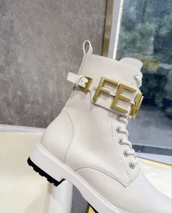 FD Fenigraphy Biker Boots White For Women 8T8355AKY6F1IEM