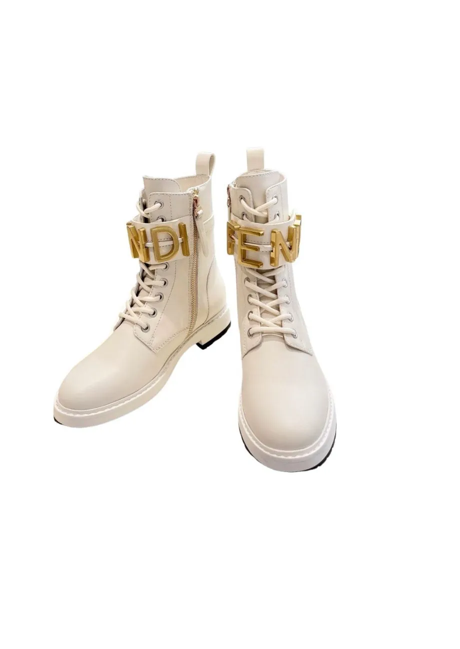 FD Fenigraphy Biker Boots White For Women 8T8355AKY6F1IEM