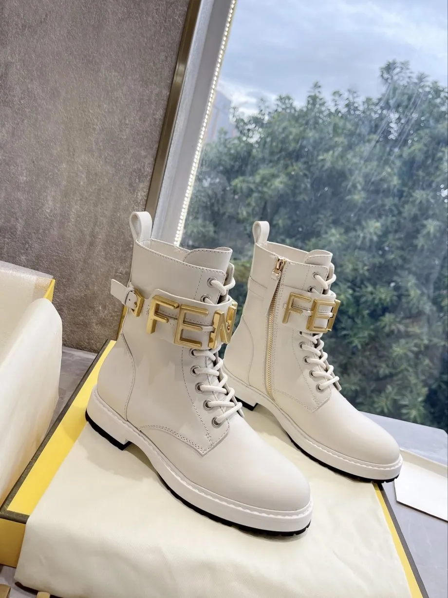 FD Fenigraphy Biker Boots White For Women 8T8355AKY6F1IEM