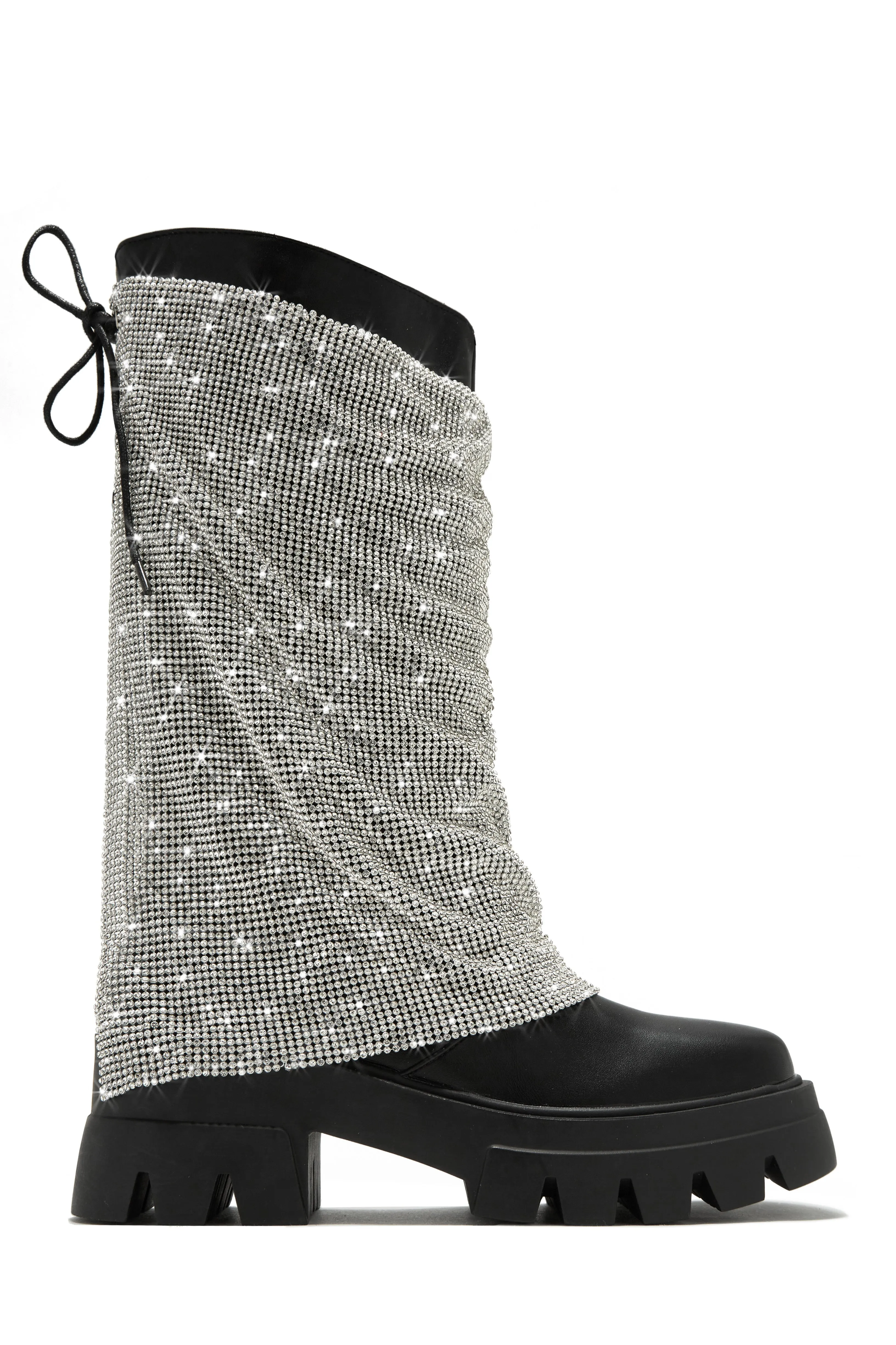 Festival Girl Era Embellished Chunky Platform Boots - Black